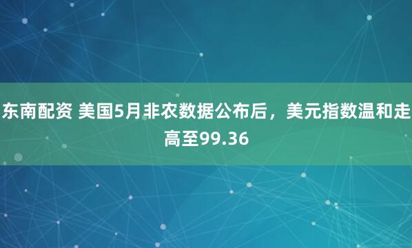 东南配资 美国5月非农数据公布后，美元指数温和走高至99.36